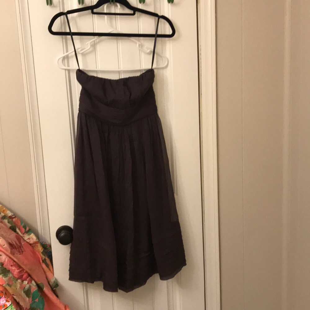 2P J Crew strapless purple silk dress wedding